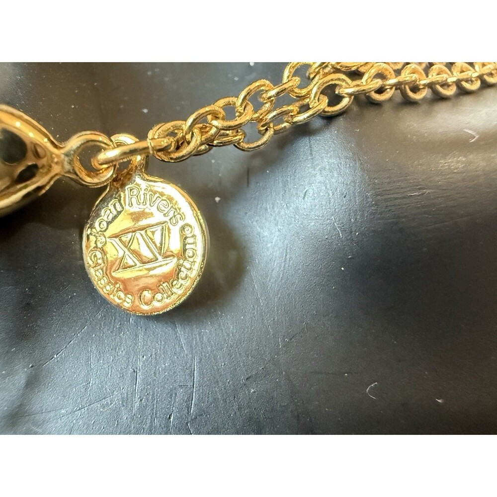 Joan Rivers Classics Collection Double Gold Tone Chain Tangerine Orange Flower - Picture 5 of 13